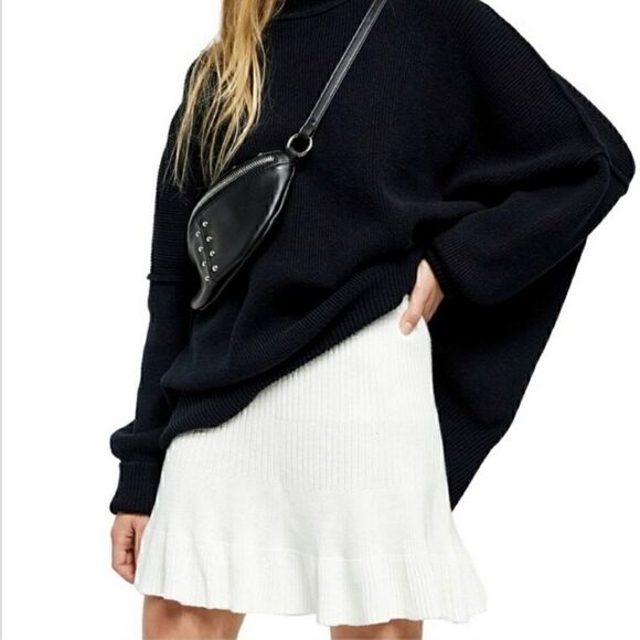 NEW Free People Cream Solid Gold Ribbed Knit Skirt - Picture 3 of 15